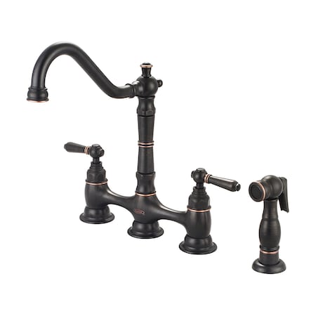 Pioneer Industries Two Handle Kitchen Bridge Faucet, NPSM, Bridge, Moroccan Bronze 2AM501-MZ